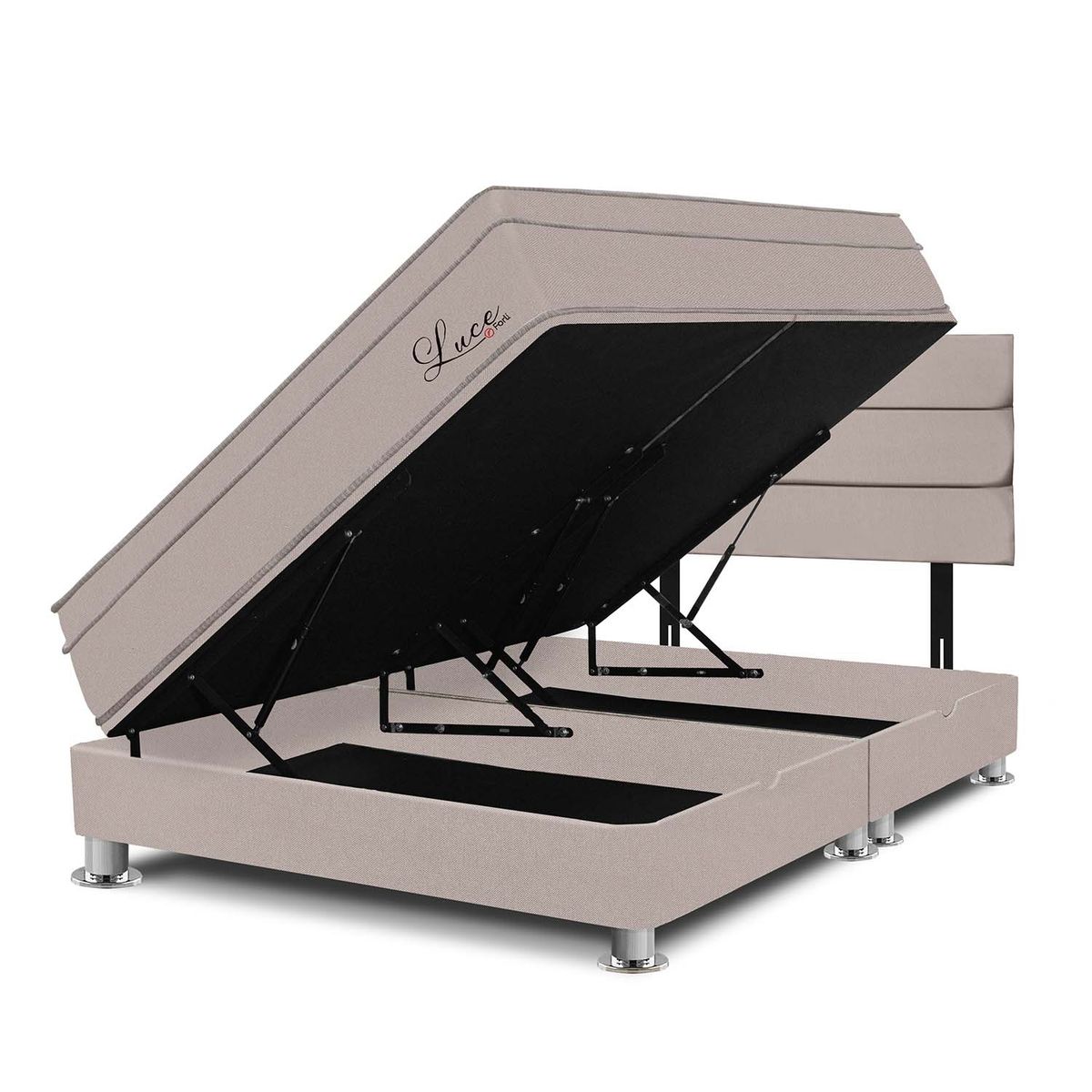 FORLI - Dormitorio Boxet Luce Pocket Queen + 2 Almohadas + Protector Forli