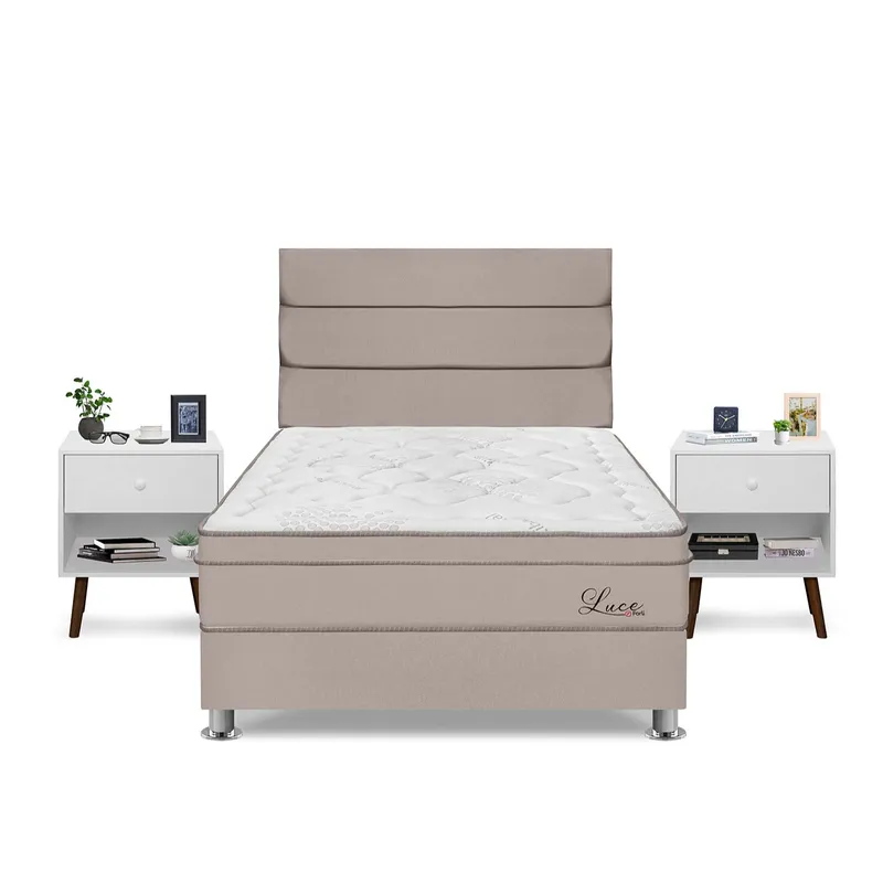 FORLI - Dormitorio Luce Pocket 2 Plz + 2 Veladores + 2 Almohadas + Protector Forli