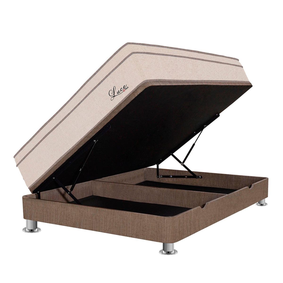 FORLI - Cama Boxet Luce Pocket 1.5 Plz Marrón + 1 Almohada + Protector Forli