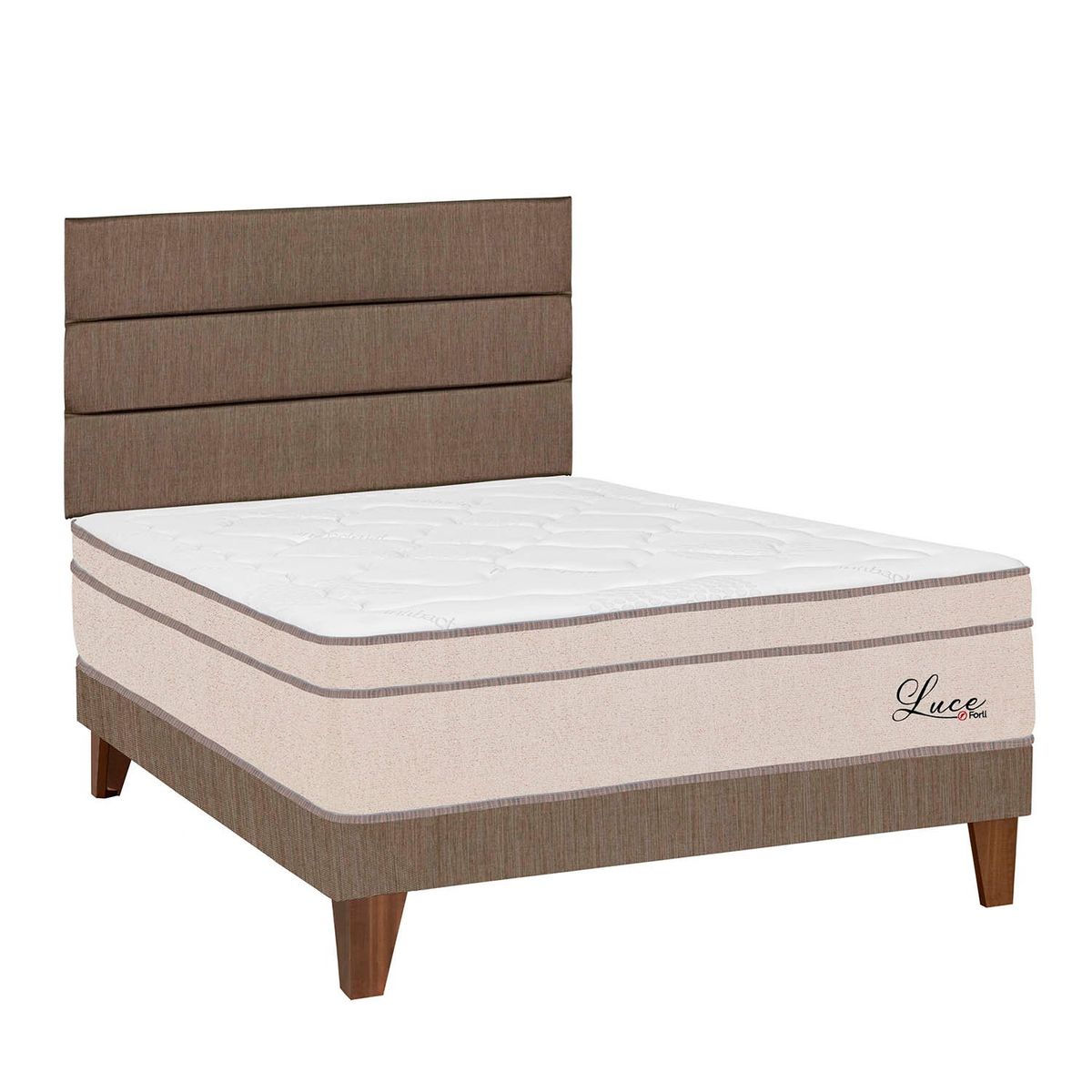 FORLI - Dormitorio Europeo Luce Pocket 1.5 Plz Marrón + 1 Almohada + Protector Forli