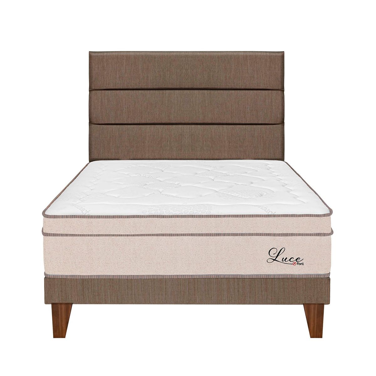 FORLI - Dormitorio Europeo Luce Pocket 1.5 Plz Marrón + 1 Almohada + Protector Forli