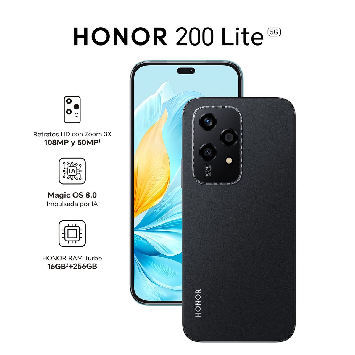 HONOR - Celular Honor 200 Lite 8gb Negro 256gb