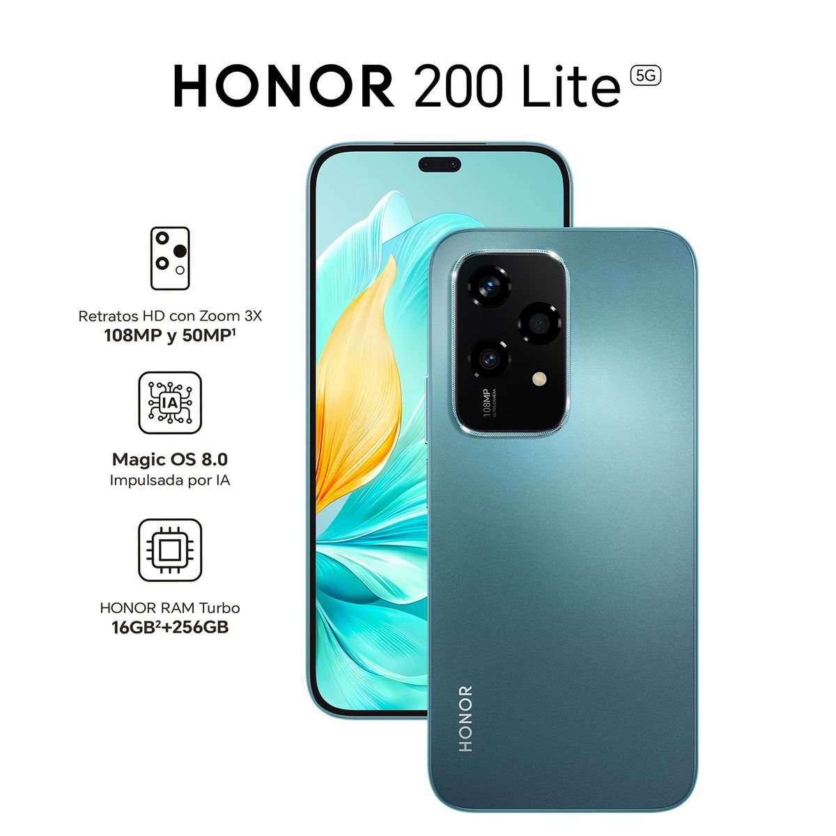 HONOR - Celular Honor 200 Lite 8gb Celeste 256gb