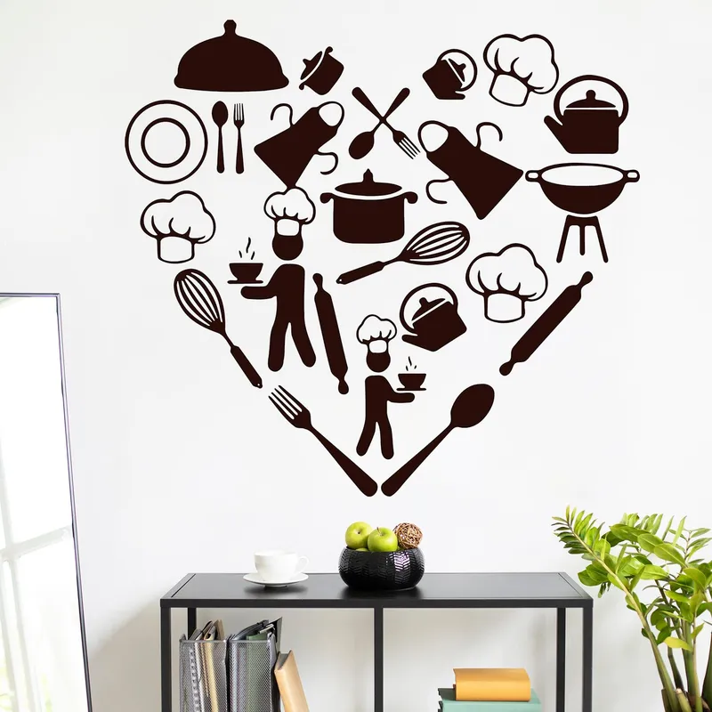 STICKART - Vinilo Corazón Elementos De Cocina