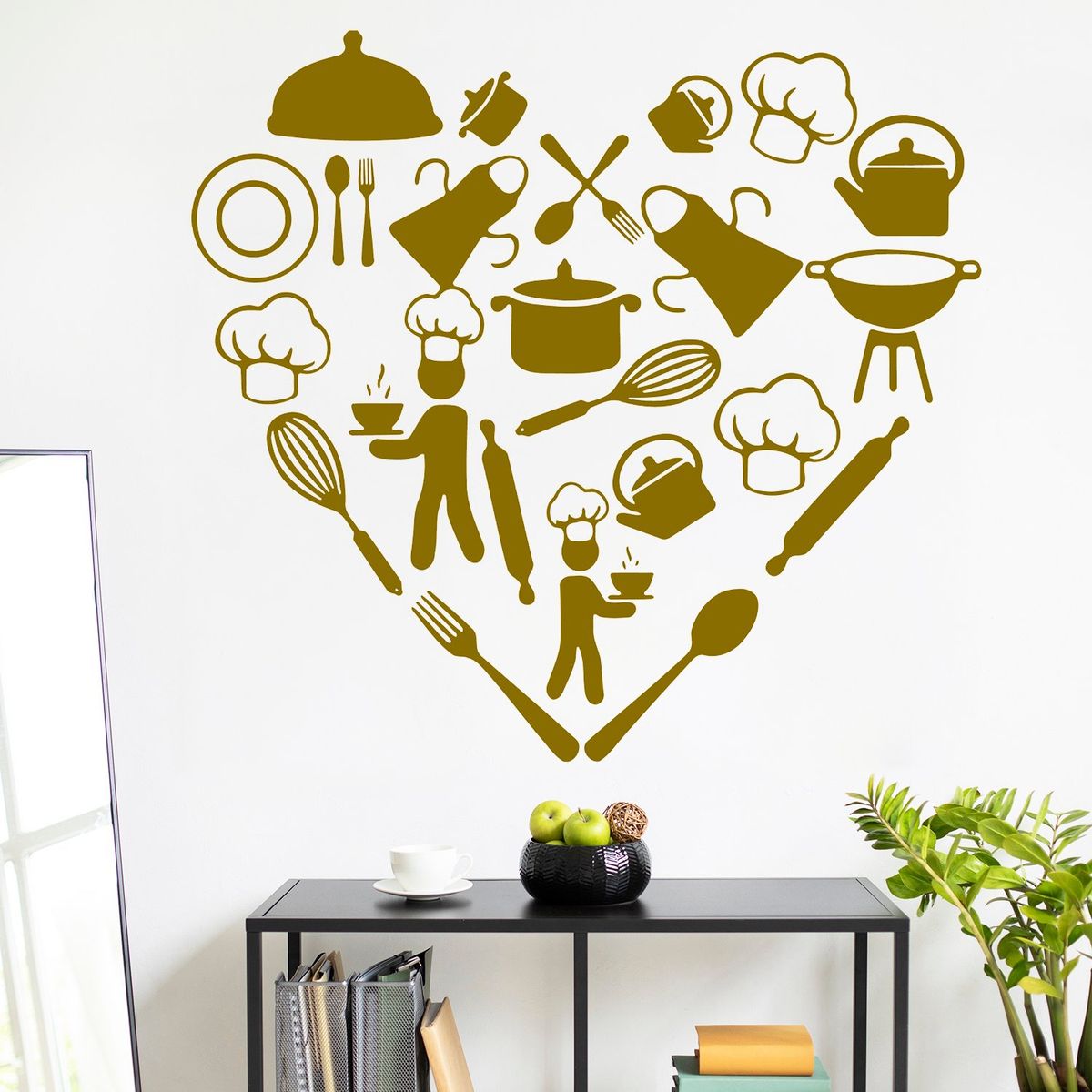 STICKART - Vinilo Corazón Elementos De Cocina