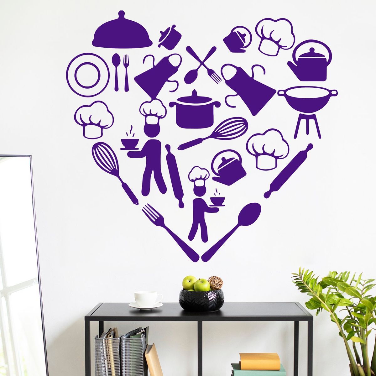 STICKART - Vinilo Corazón Elementos De Cocina