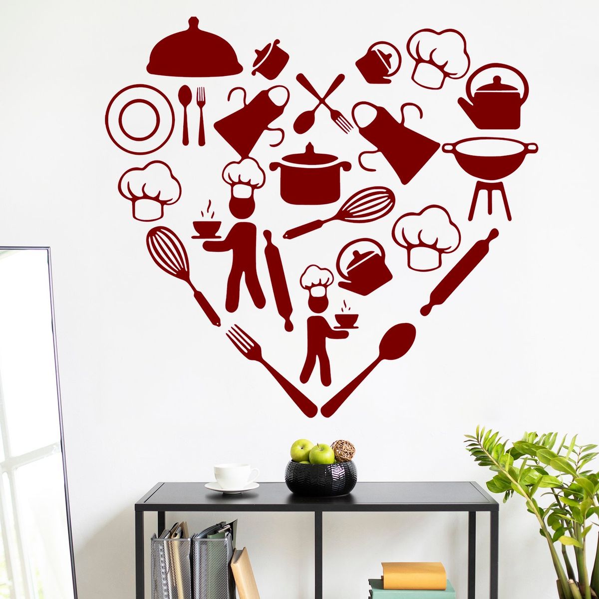 STICKART - Vinilo Corazón Elementos De Cocina