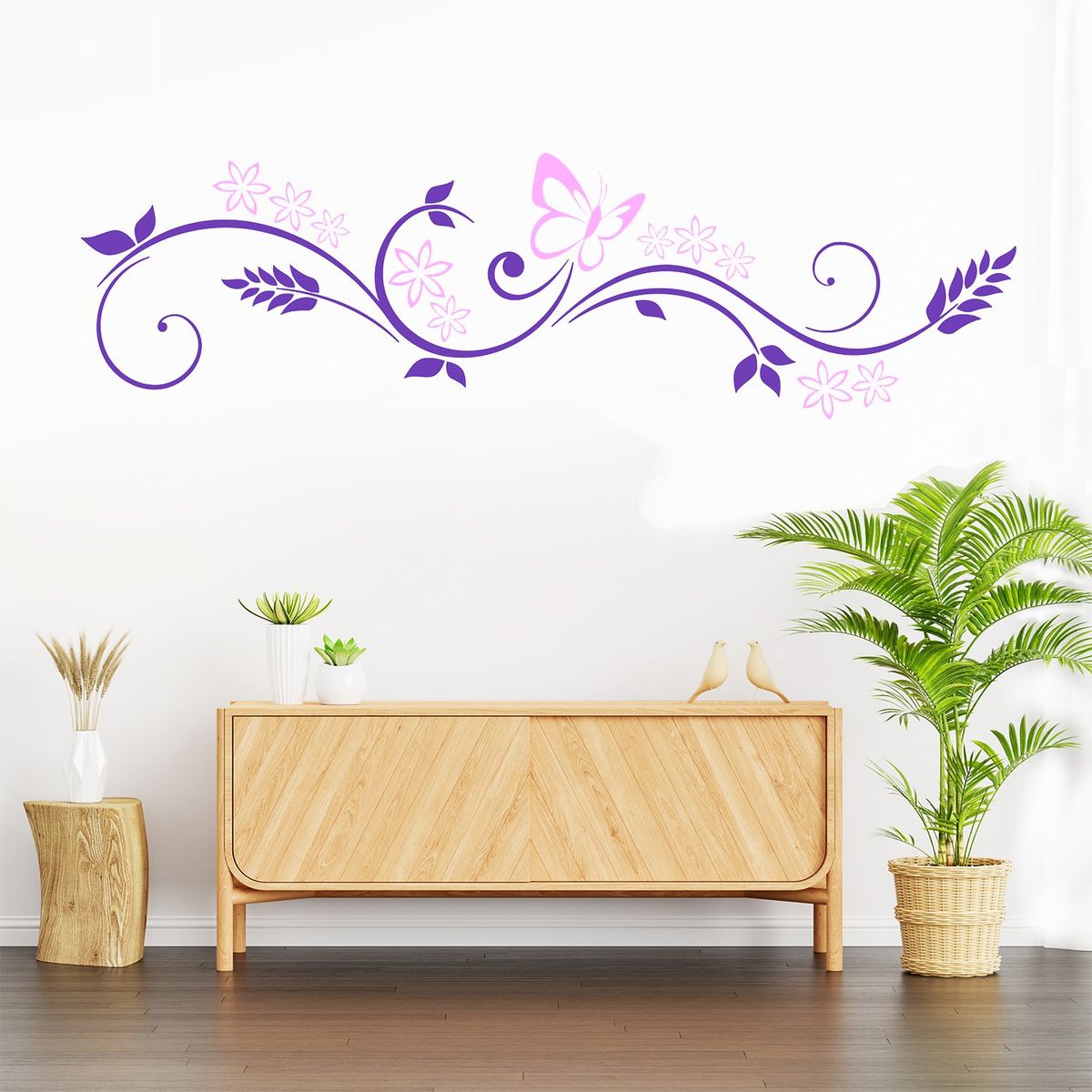 STICKART - Vinilo Mariposa Y Flores Horizontal