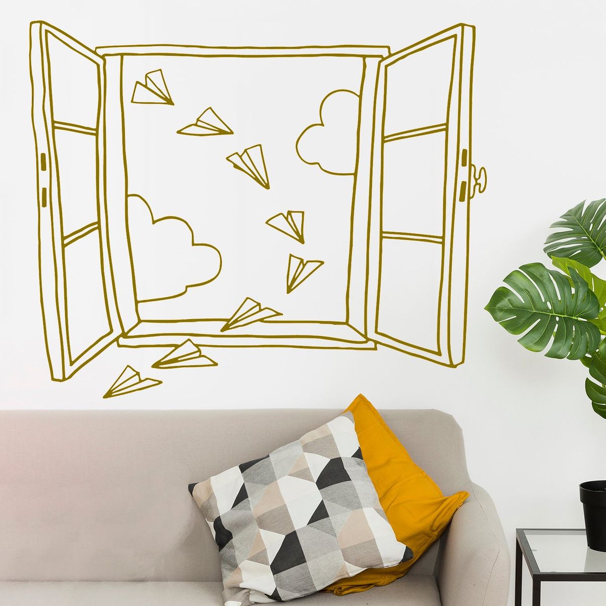 STICKART - Vinilo Ventana Y Aviones De Papel