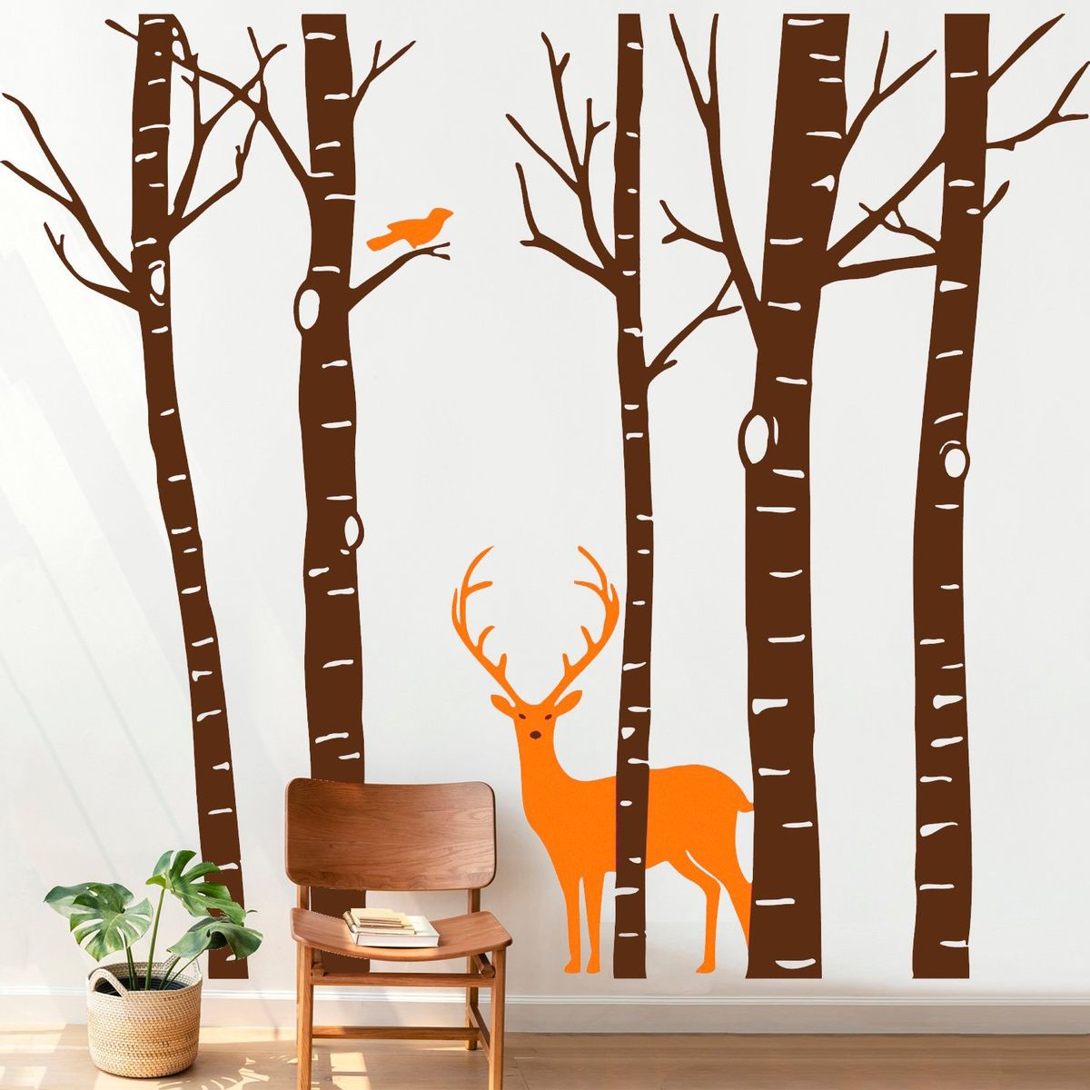 STICKART - Vinilo Árboles, Ave Y Ciervo