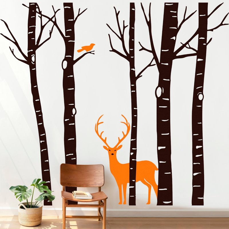 STICKART - Vinilo Árboles, Ave Y Ciervo