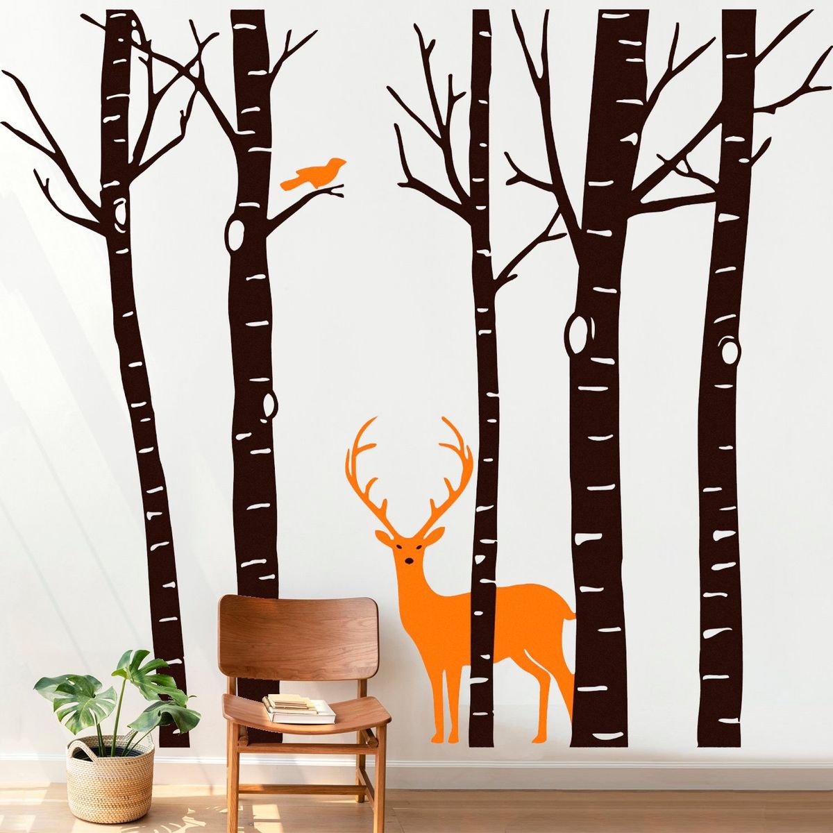 STICKART - Vinilo Árboles, Ave Y Ciervo