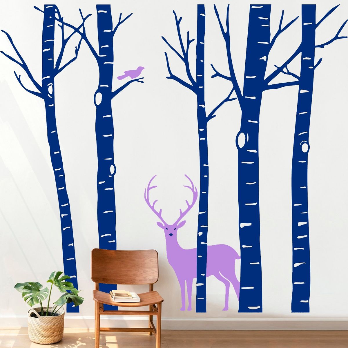 STICKART - Vinilo Árboles, Ave Y Ciervo