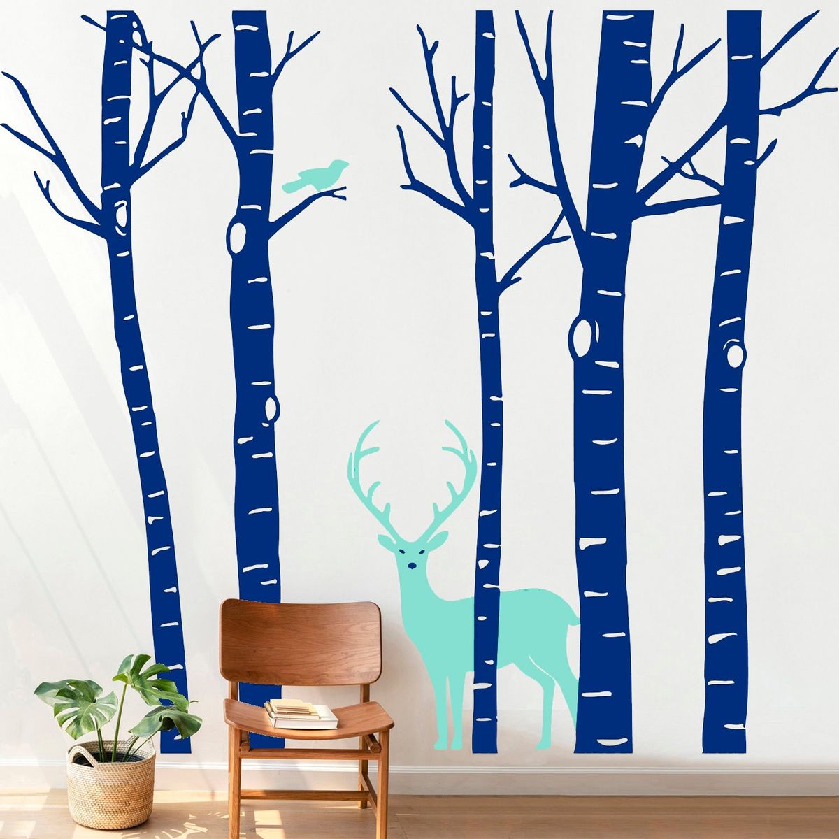 STICKART - Vinilo Árboles, Ave Y Ciervo