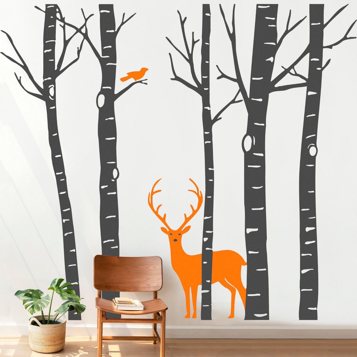 STICKART - Vinilo Árboles, Ave Y Ciervo