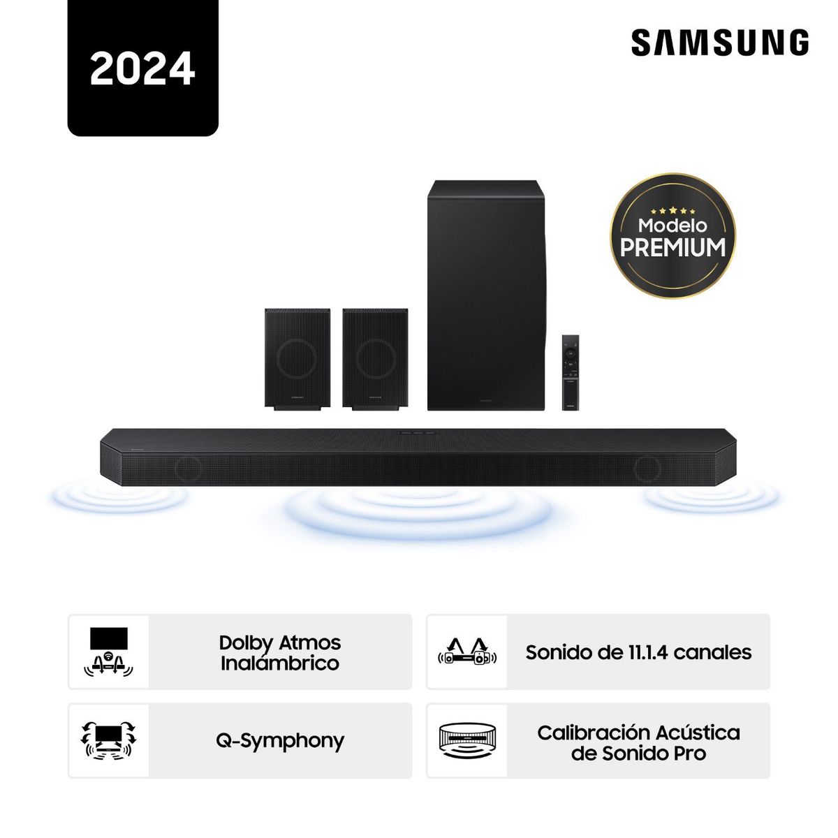 SAMSUNG - Soundbar Samsung Wifi + Parlantes Posteriores 11.1.4 Ch Hw-q990d (2024)