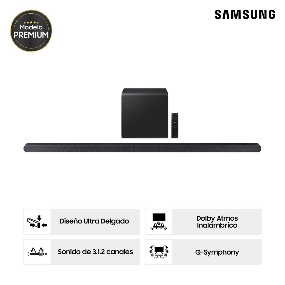 SAMSUNG - Barra De Sonido Dolby Atmos 3.1.2 Inalámbrica S800d Ultradelgada