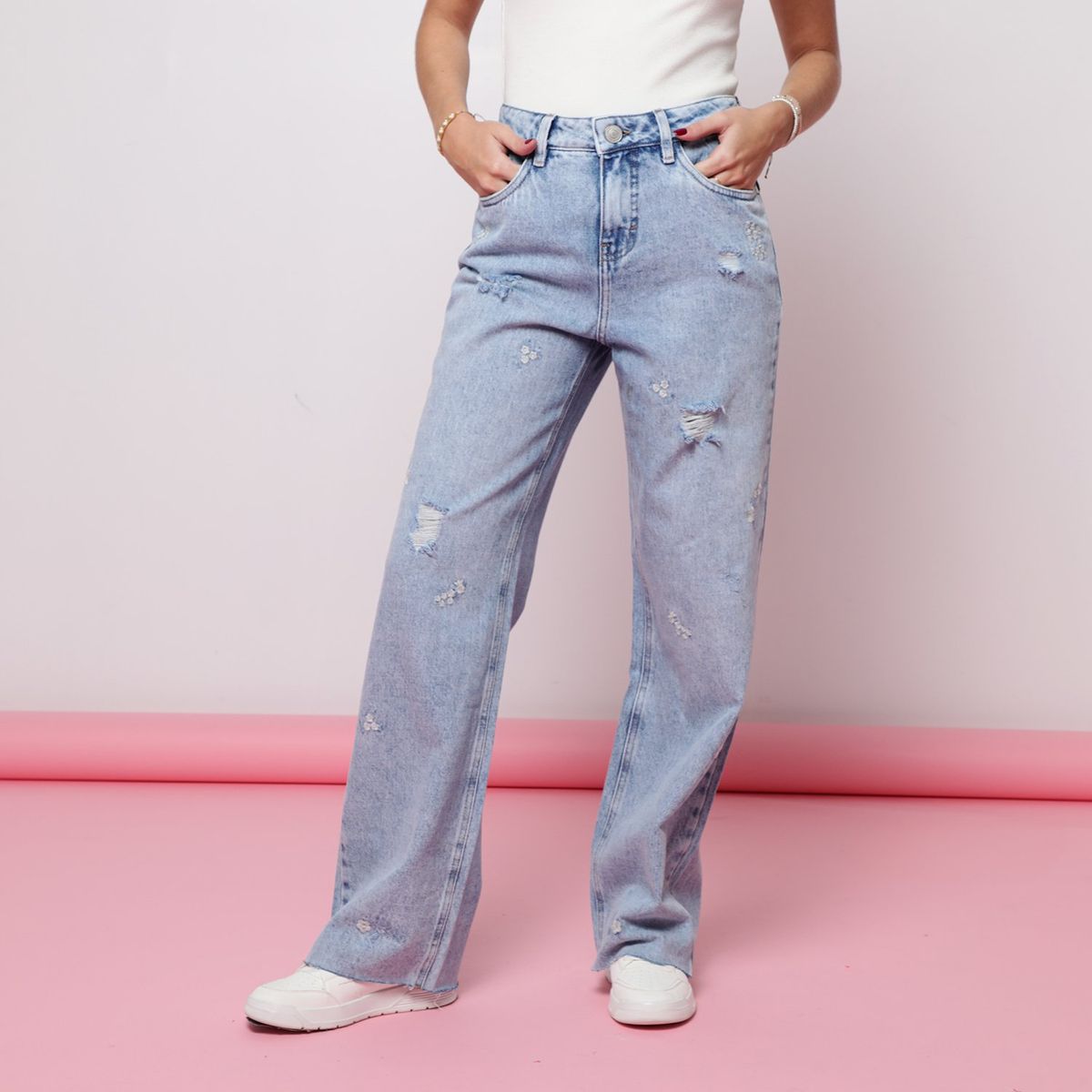 AMERICAN ABBEY - Jean Straight 100% Algodón Mujer American Abbey