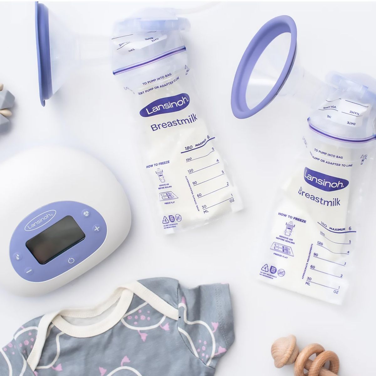 LANSINOH - Extractor Eléctrico + Bolsas De Almacenamiento + Lanolina + Shampoo Lansinoh