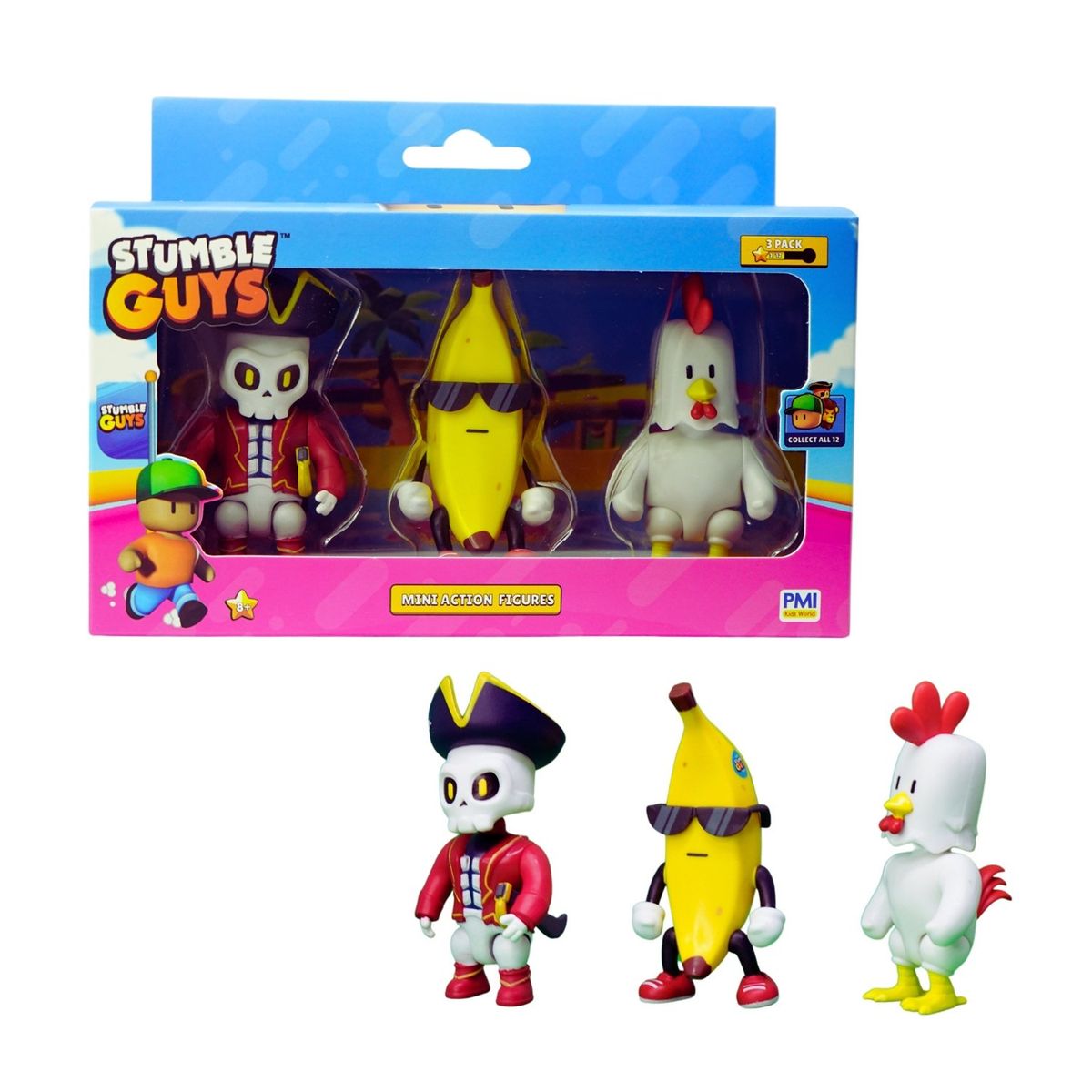 STUMBLE GUYS - Pack 3 Figuras 8 Cms Articuladas Stumble Guys