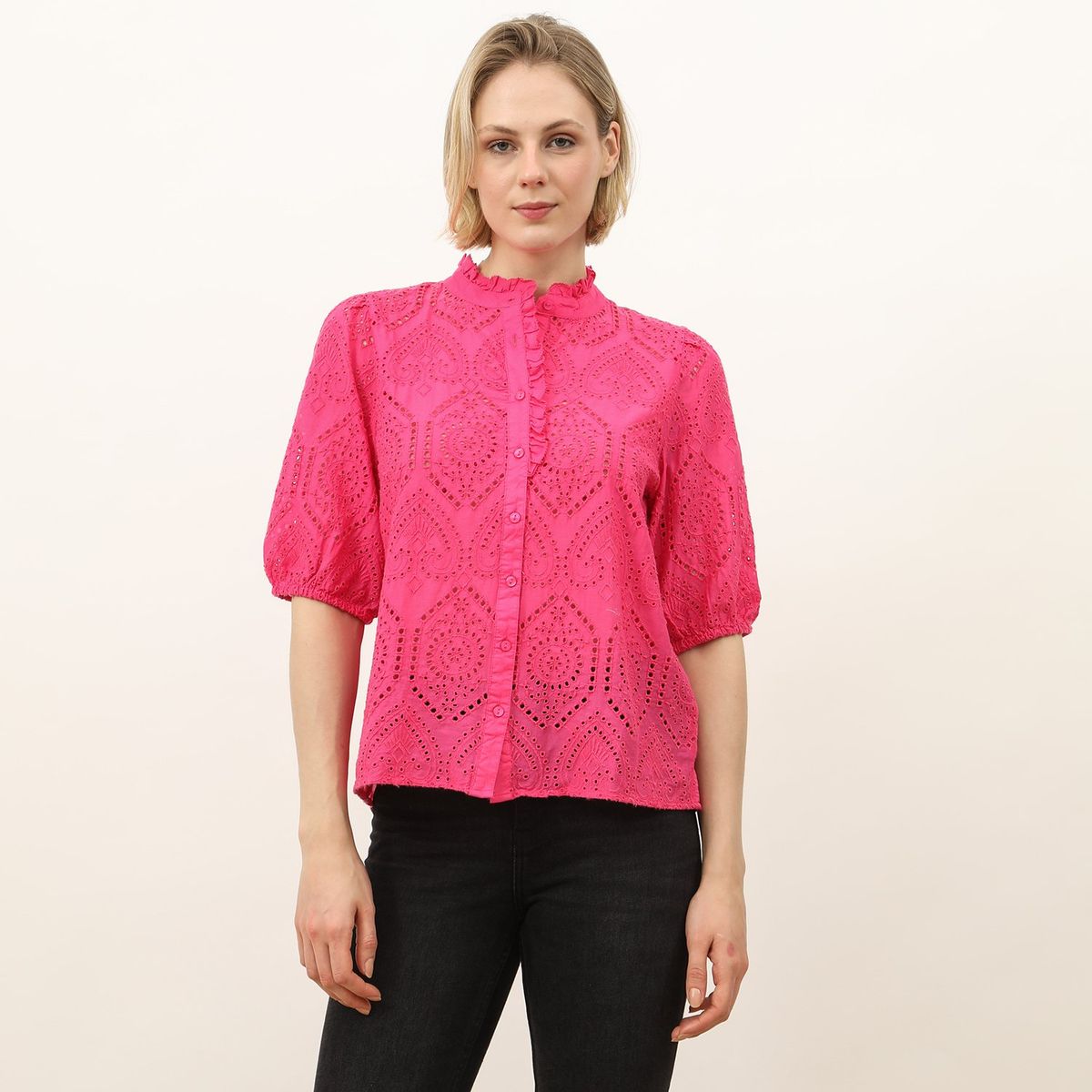 MAISON 123 - Blusa Manga Corta 100% Algodón Mujer Maison 123