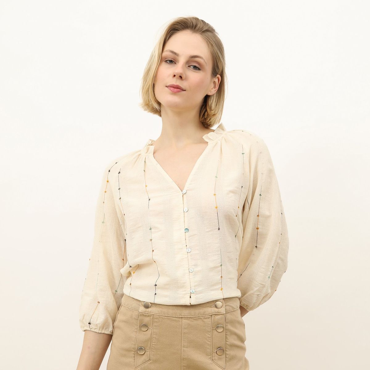 MAISON 123 - Blusa Manga Larga Algodón Mujer Maison 123