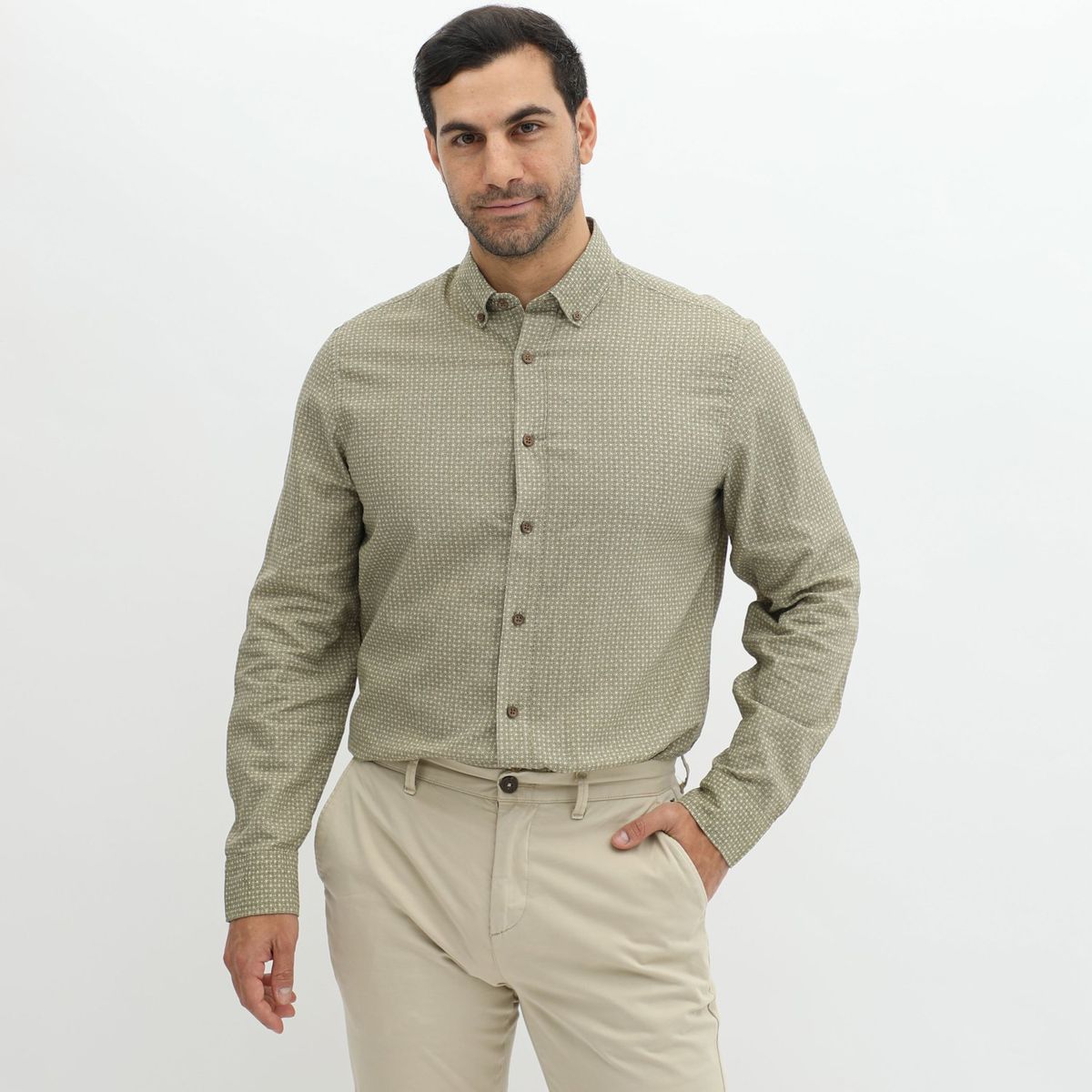 SPRINGFIELD - Camisa Manga Larga Lino Hombre Springfield