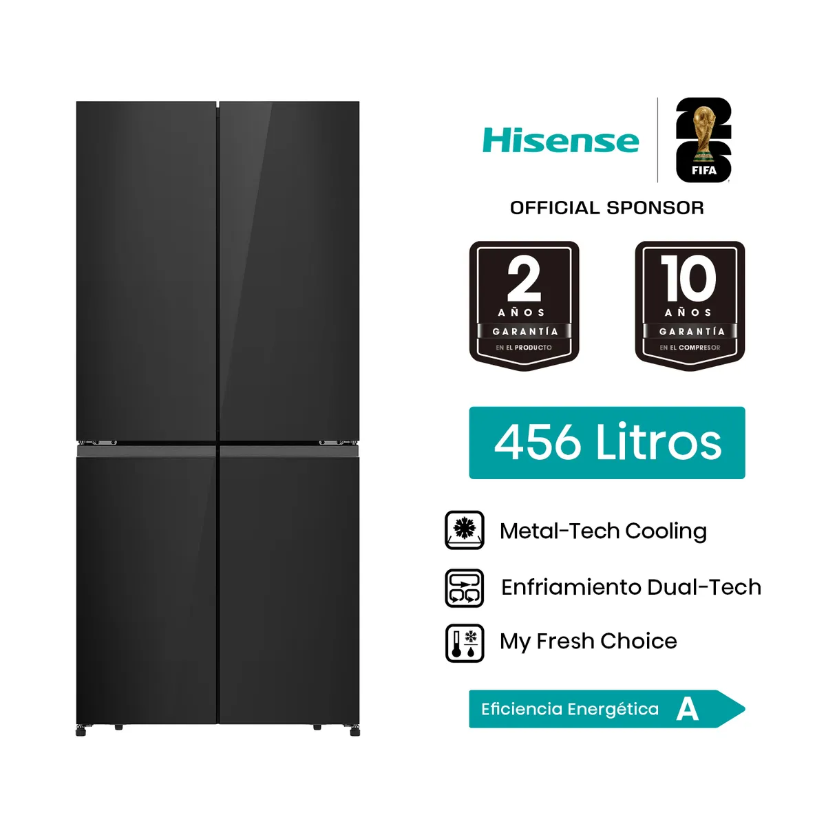 HISENSE - Refrigeradora 456L French door inverter RQ5P470NE1A.