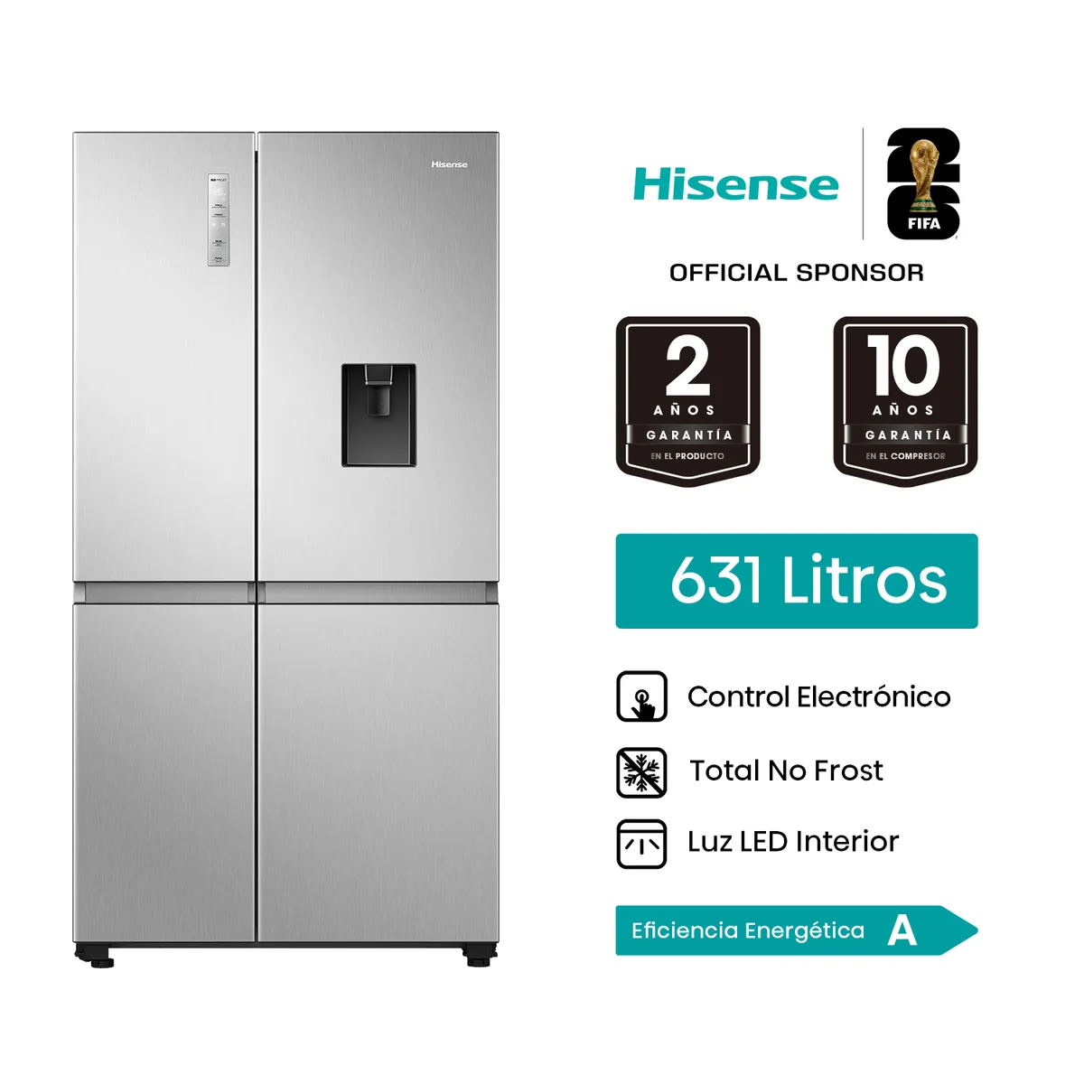HISENSE - Refrigeradora 631L Side by Side inverter RS5P668NMCA.