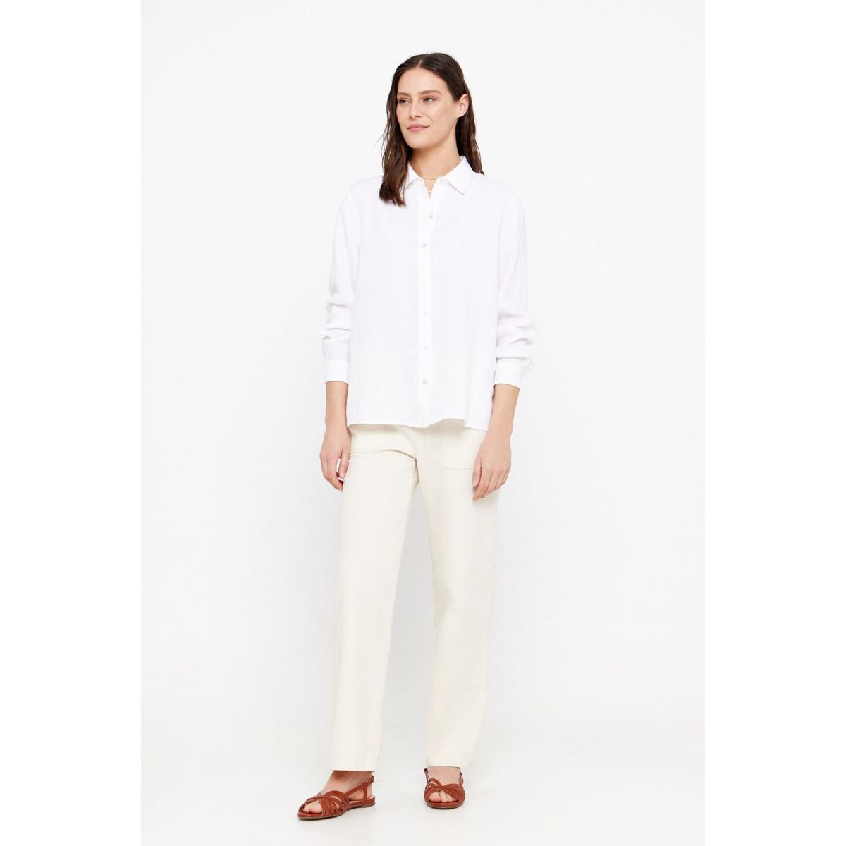 CORTEFIEL - Blusa Manga Larga 100% Lino Mujer Cortefiel