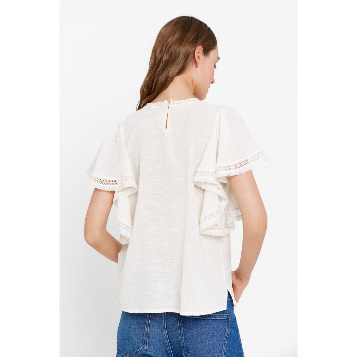 CORTEFIEL - Blusa Manga Corta Algodón Mujer Cortefiel