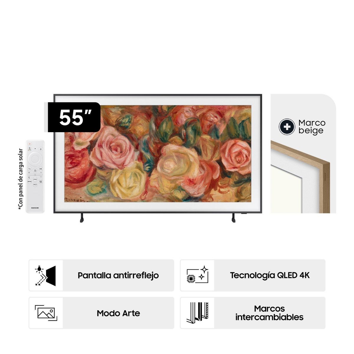 SAMSUNG - Televisor 55 Qled 4k The Frame Ls03d Tizen Os Smart Tv + Marco Teak Basic (2024)