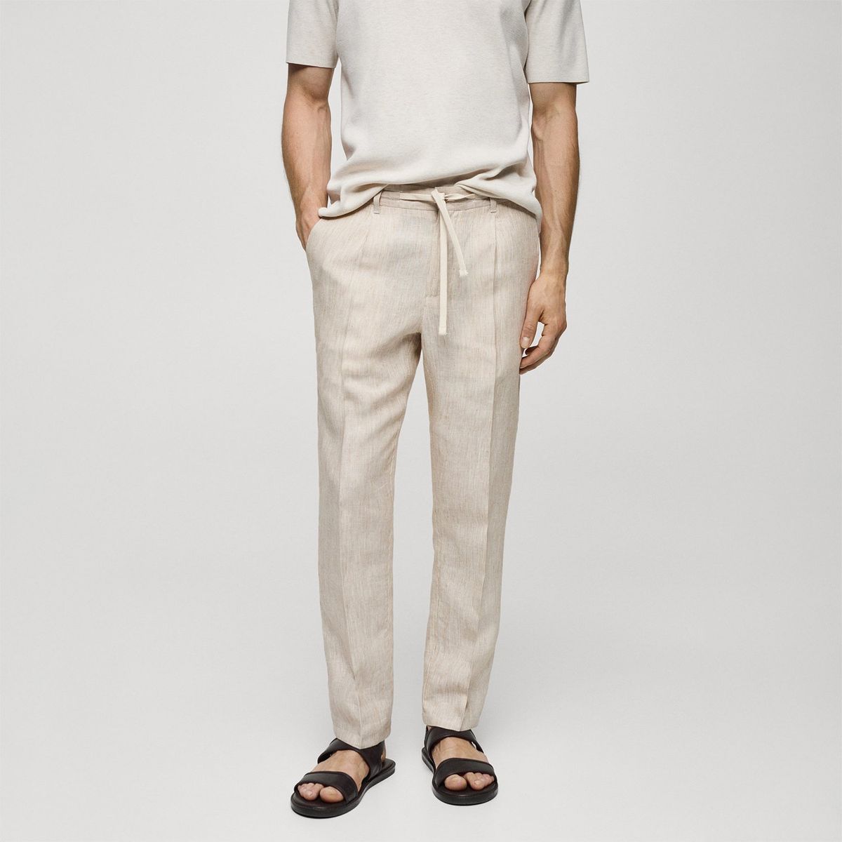 MANGO - Pantalón 100% Lino Slim Hombre Mango