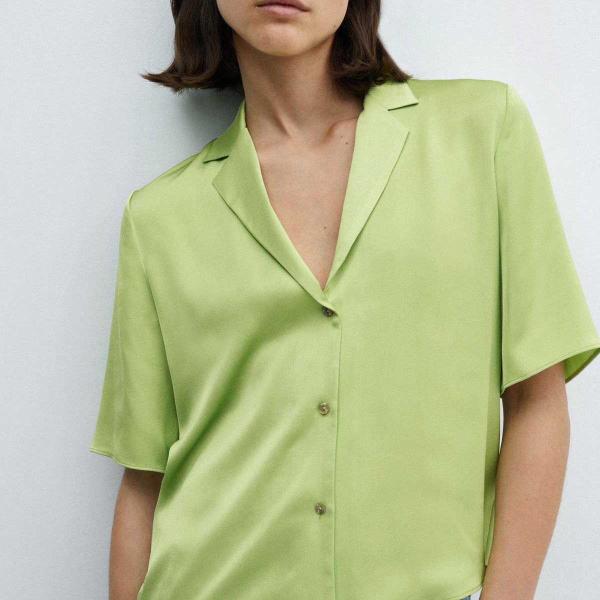 MANGO - Blusa Manga Corta Mujer Mango