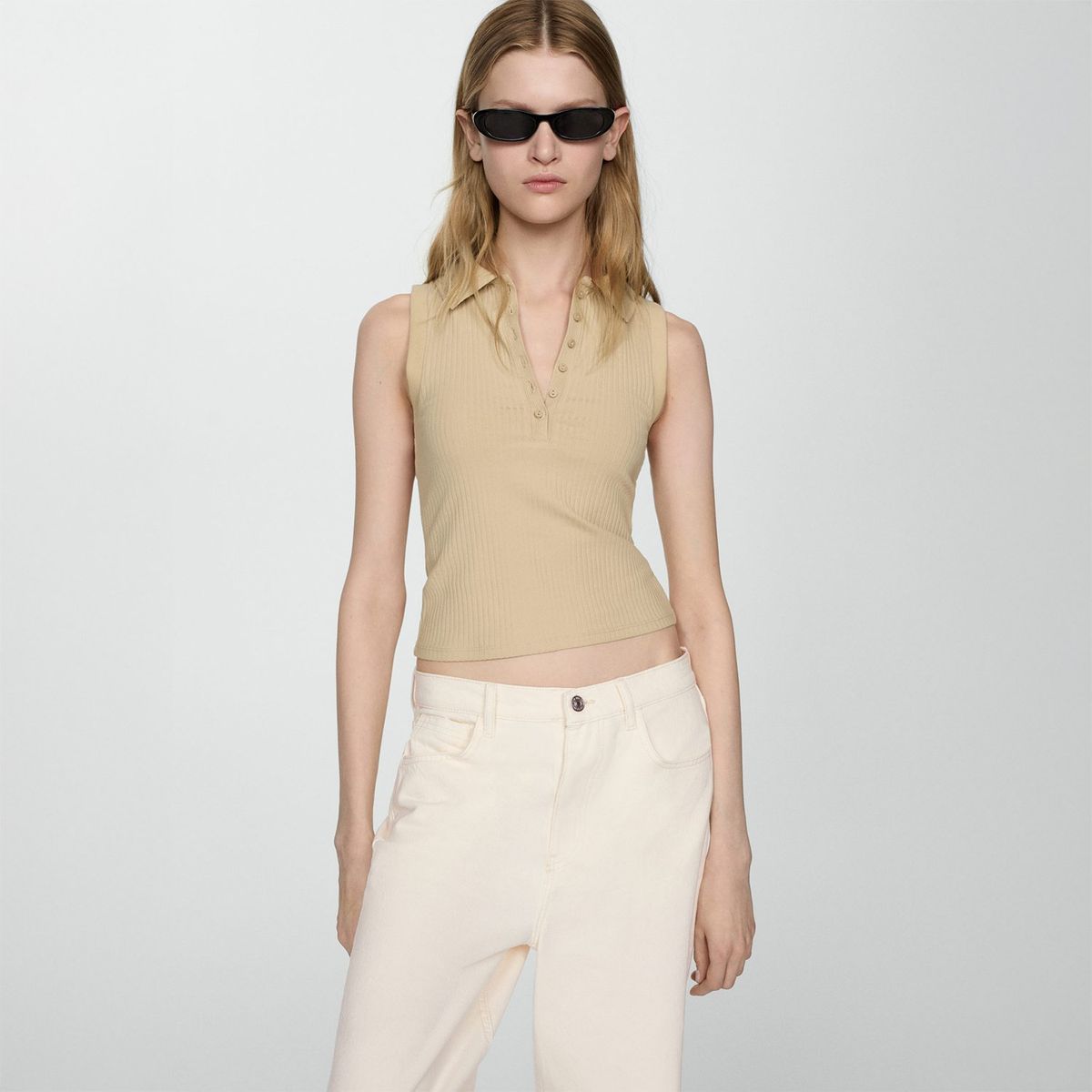 MANGO - Jean Wide 100% Algodón Mujer Mango