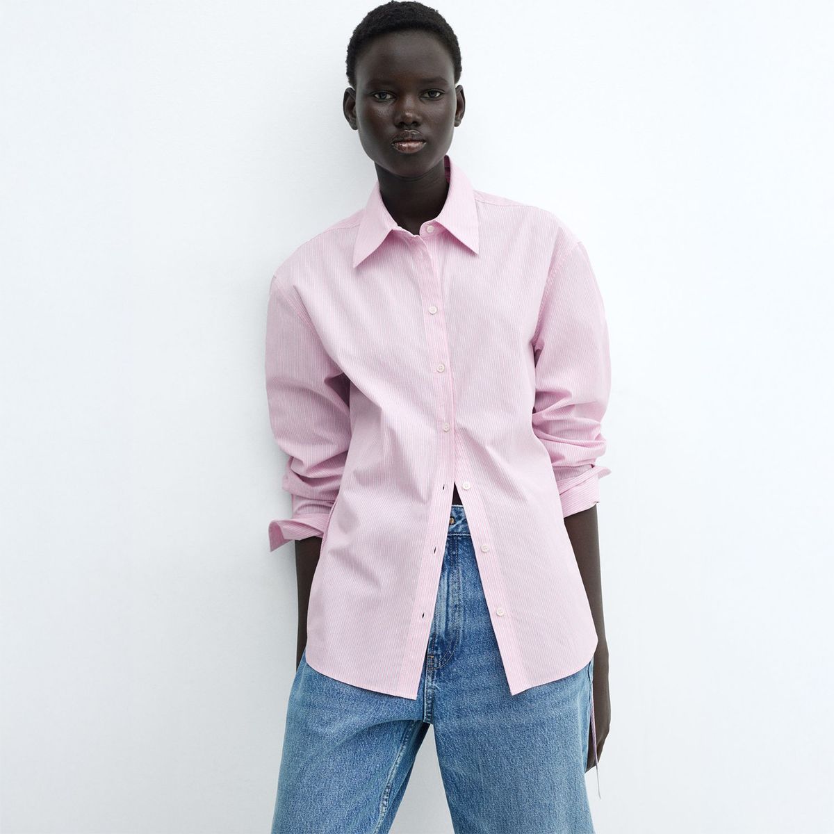 MANGO - Blusa Manga Larga 100% Algodón Mujer Mango