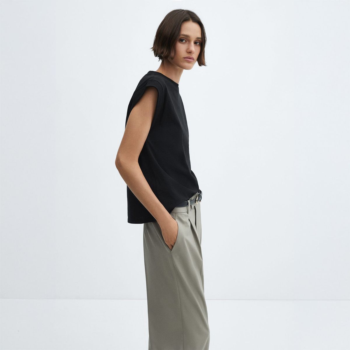 MANGO - Polo Sin Mangas 100% Algodón Mujer Mango