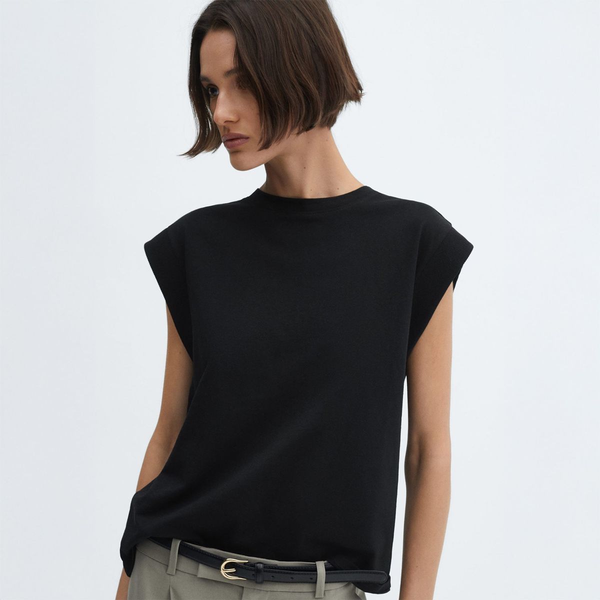 MANGO - Polo Sin Mangas 100% Algodón Mujer Mango