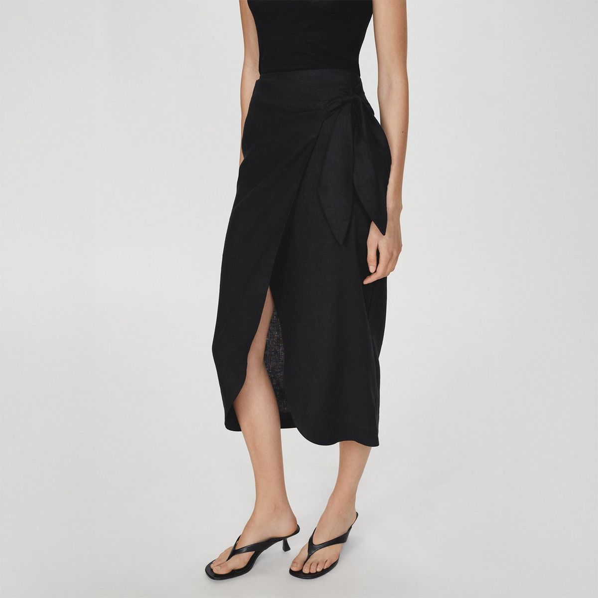 MANGO - Falda Larga 100% Lino Mujer Mango