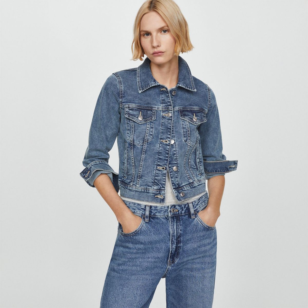 MANGO - Casaca Jean Algodón Mujer Mango