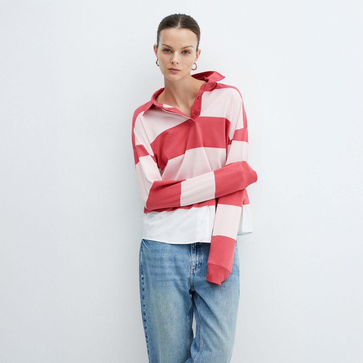 MANGO - Polo Manga Larga 100% Algodón Mujer Mango