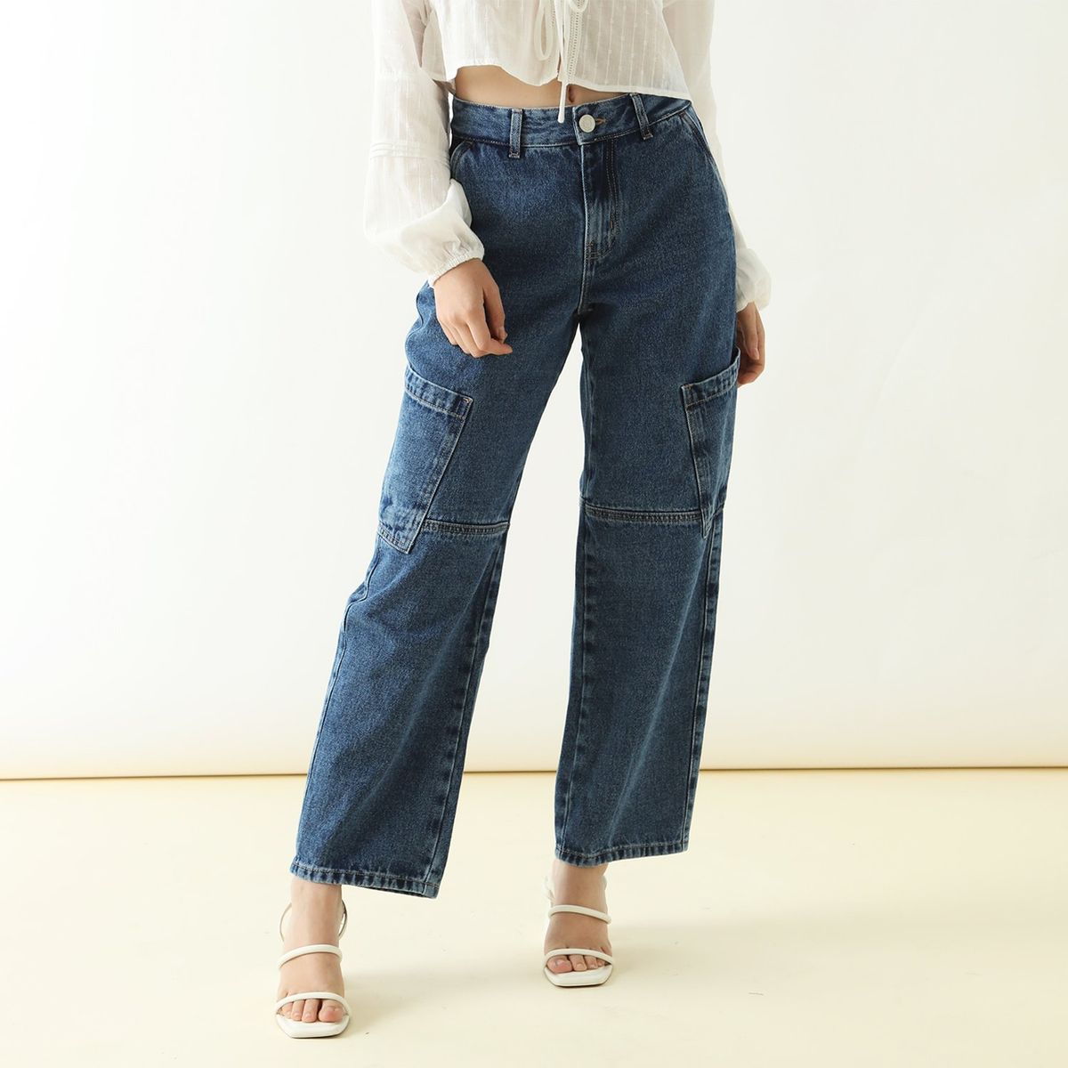 SYBILLA - Jean Barrel Cargo Algodón Mujer