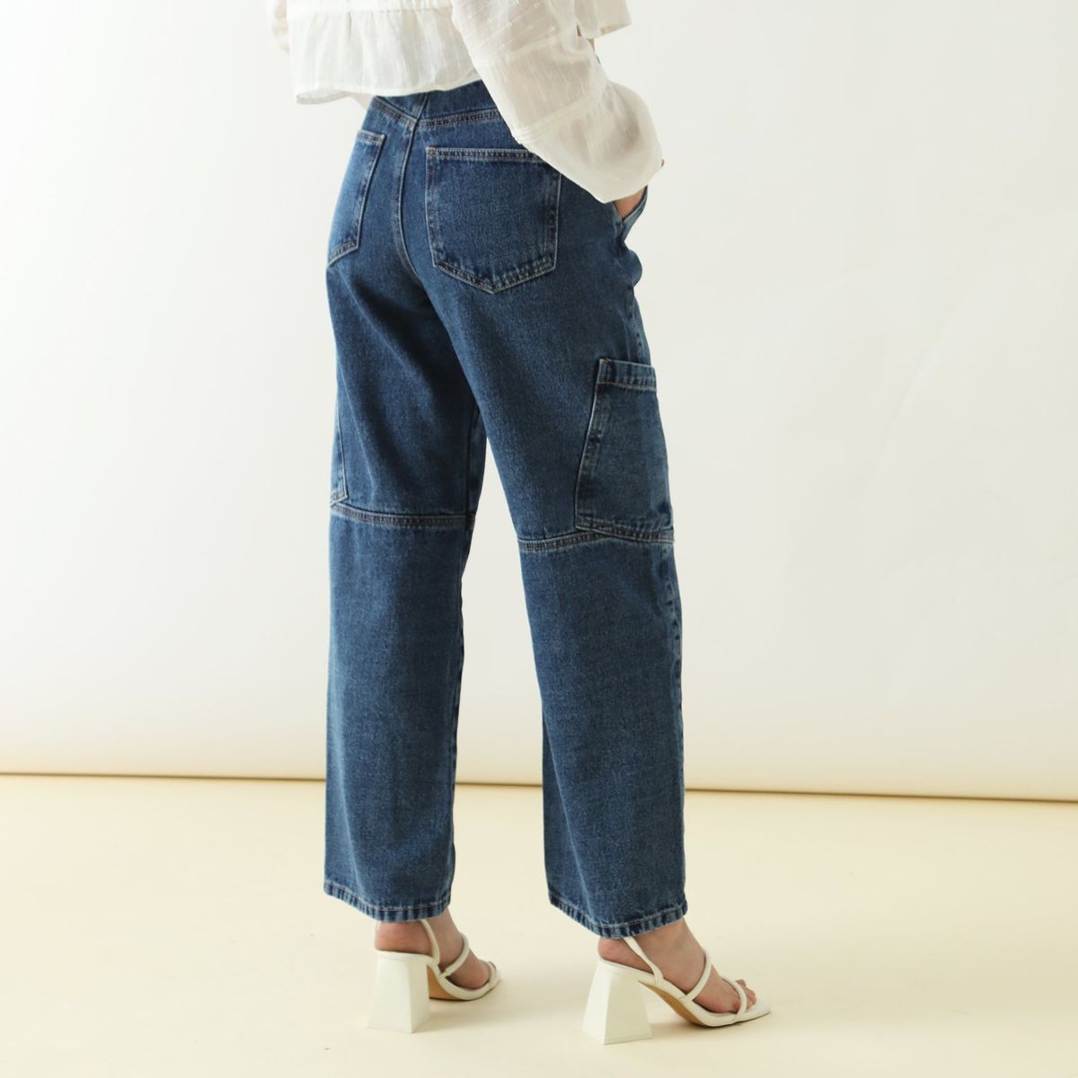 SYBILLA - Jean Barrel Cargo Algodón Mujer