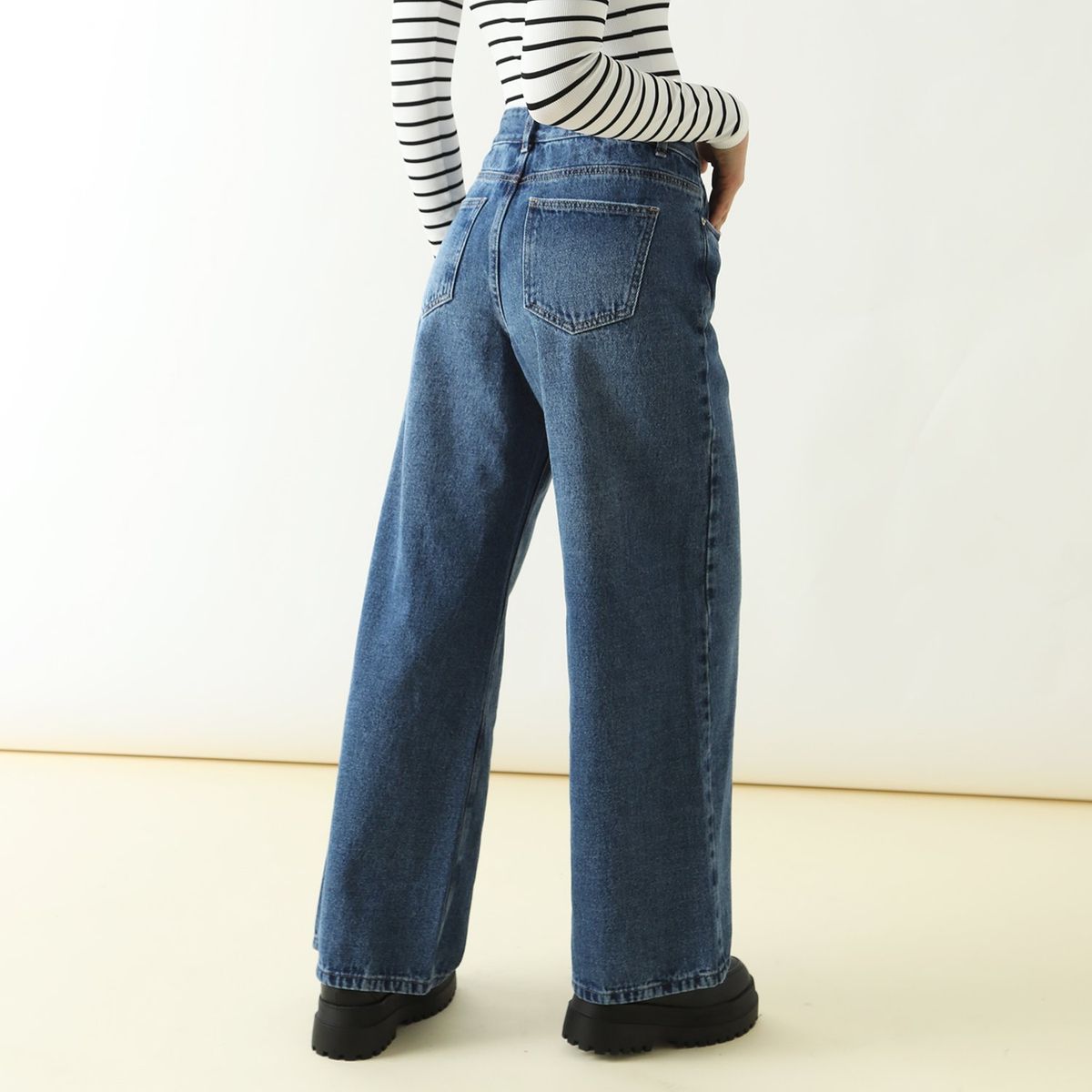 SYBILLA - Jean Wide Leg Baggy Algodón Mujer