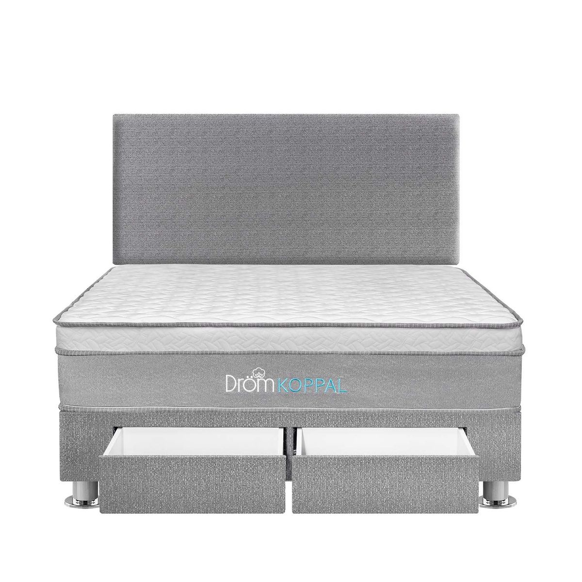 DROM - Dormitorio con Cajones Koppal Queen + 2 Almohadas y Protector
