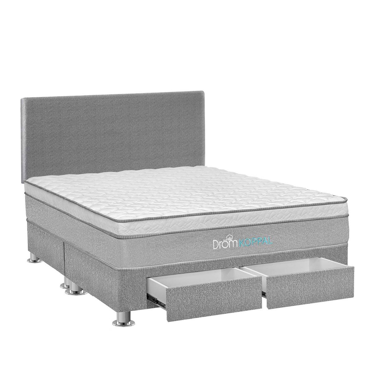 DROM - Dormitorio con Cajones Koppal Queen + 2 Almohadas y Protector