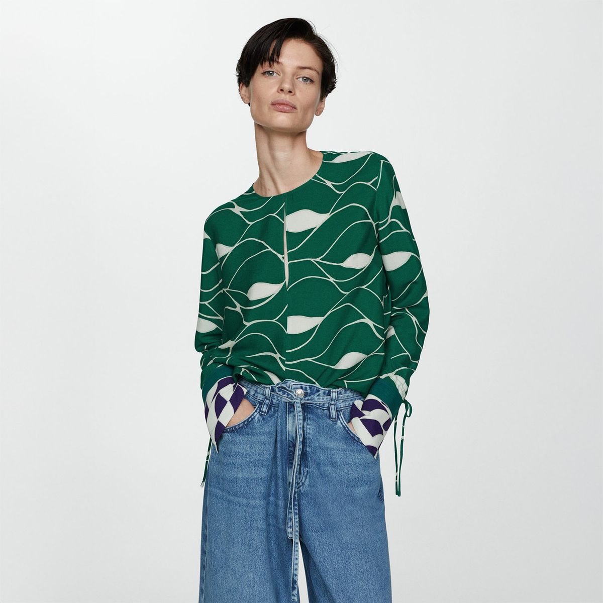 MANGO - Blusa Manga Larga Mujer Mango