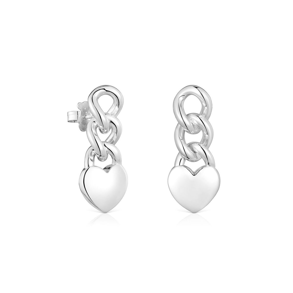 TOUS - Aretes Plata Corazon Cadena 37 mm
