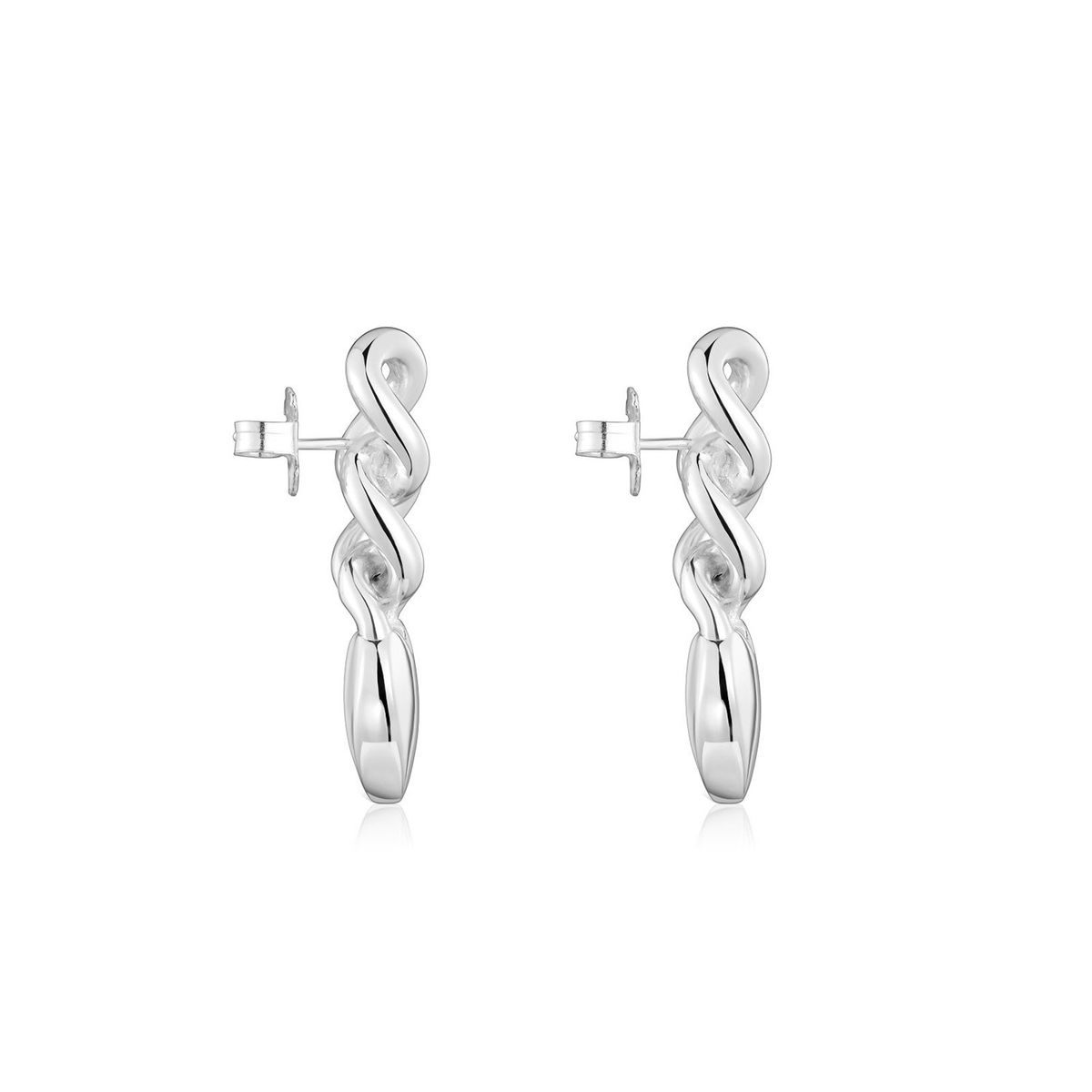 TOUS - Aretes Plata Corazon Cadena 37 mm