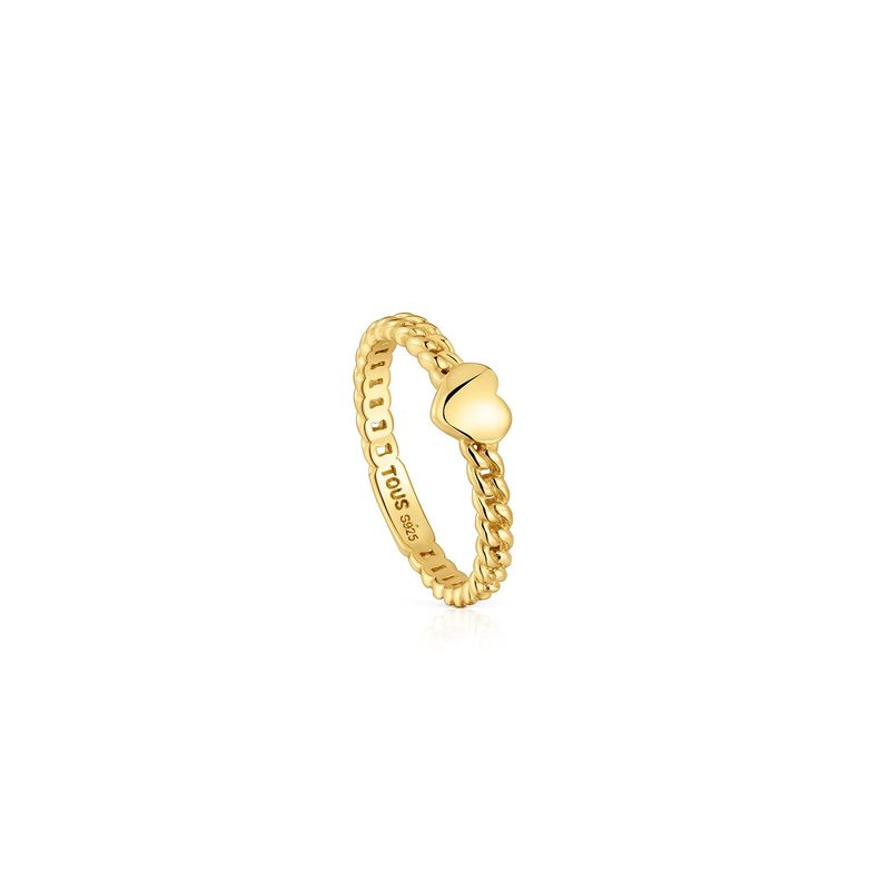 TOUS - Anillo Plata Baño Oro Corazon Cad